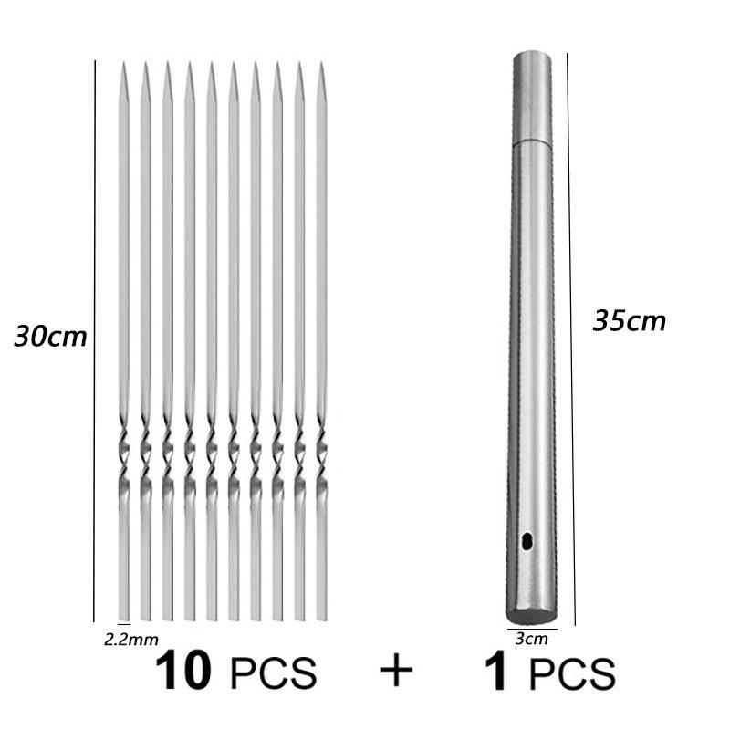 10/20Pcs Stainless Steel Barbecue Skewer Reusable BBQ Skewers Kebab Iron Stick For Outdoor Camping Picnic Tools Cooking Tools