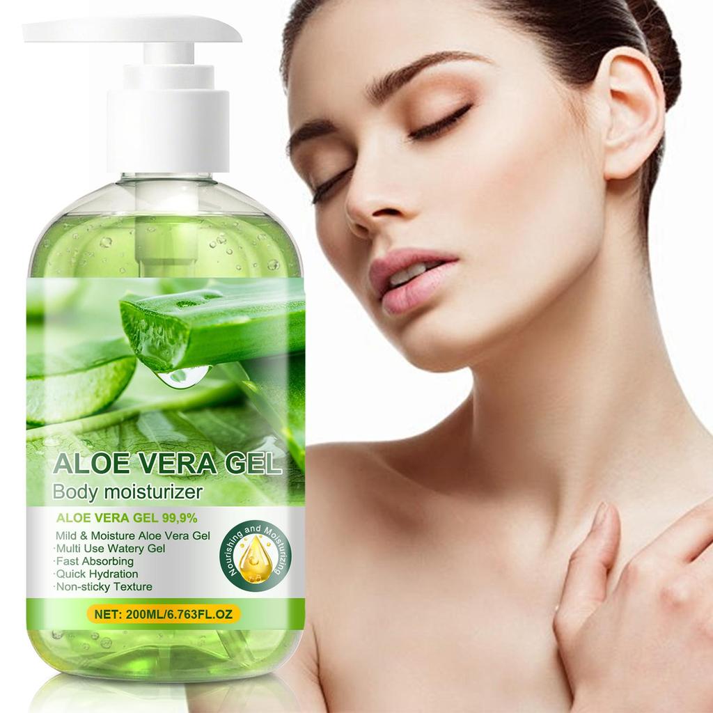 Aloe Vera Gel-Brightens Evens Skin Tone-Rich In Vitamins, Minerals And Enzymes-Suitable For All Skin Types, 200g