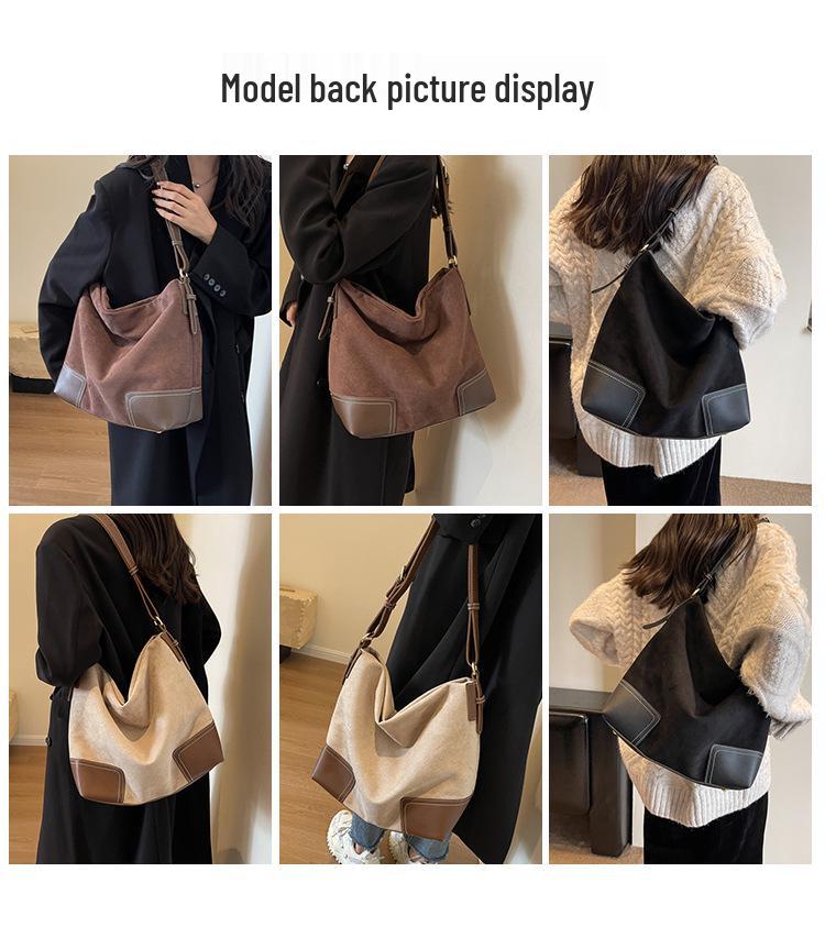 Retro Suede Large-Capacity Crossbody Tote - 2025 Autumn/Winter Collection for Women