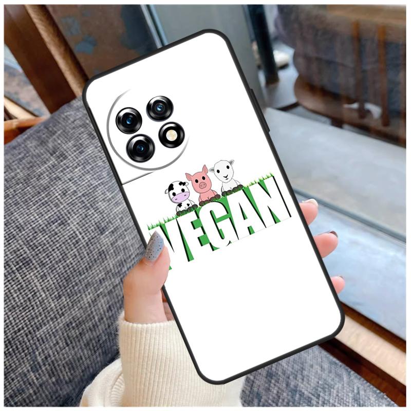 Vegan Pattern Case For OnePlus 13 15 13R 13T 12 12R 11 9 10 Pro 10T 8T Nord 5 CE 2 3 4 Lite N20 N30 Coque