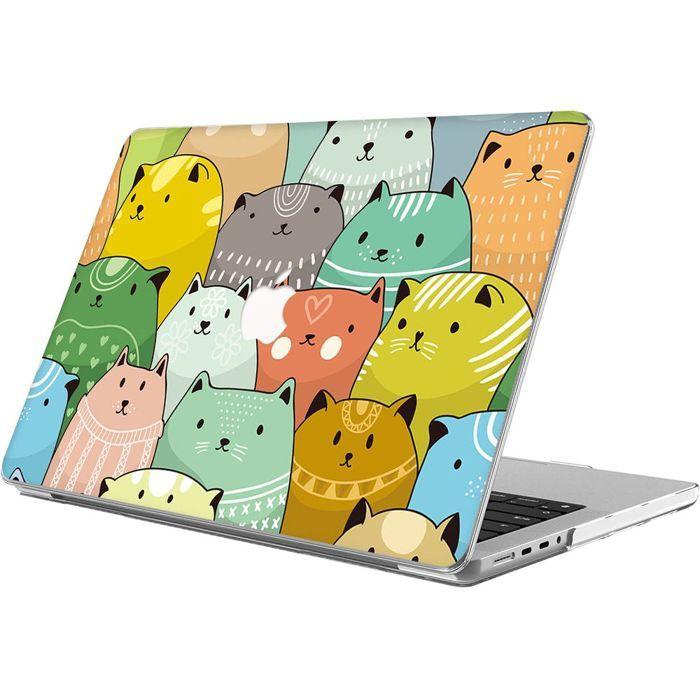 Coque de protection - Multicolore - MacBook Air 15 Pouces - Ultra Slim - Motif Chat - PC Rigide