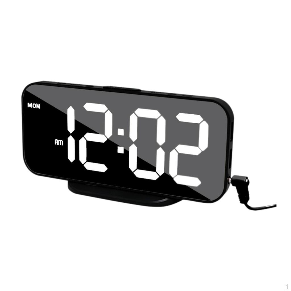 Bedside Digital Alarm Clock with USB Ports and Adjustable Brightness for Dormitory