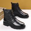 Men's Winter Cowhide Wool-Lined High Top Leather Snow Boots