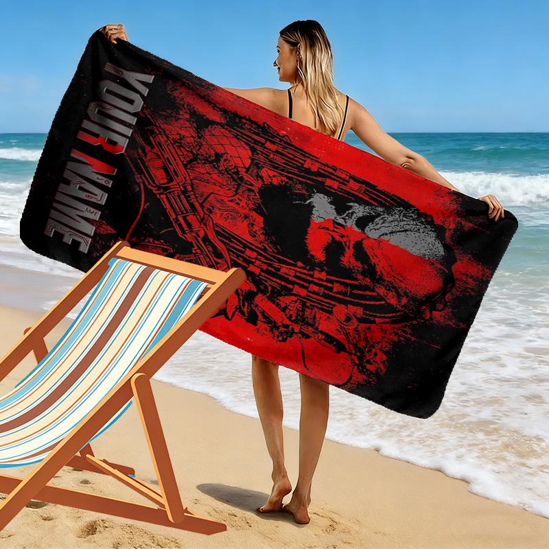 Name Custom Predator Print Beach Towel, Large Soft Quick Dry Towel for Beach Camping Swimming