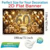 2D graphic design 1 golden-themed 60th birthday banner - polyester material photo background and party decorations