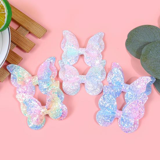 Girl Hairpin Three-Dimensional Butterfly Shape Glitter Sequins Decor Hair Clip Damage-Free Side Bangs Party Hair Accessory