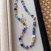 Handmade Korean Style Colorblock Cat Eye Bead Necklace Women Layered Sweet Minimalist Choker Chain