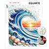 Frameless Pearl Bead Painting Kit Ocean Wave Seashell Pattern DIY Sparkling Art Canvas Creative Leisure Craft for Adults Wall Decor Home Art Projects