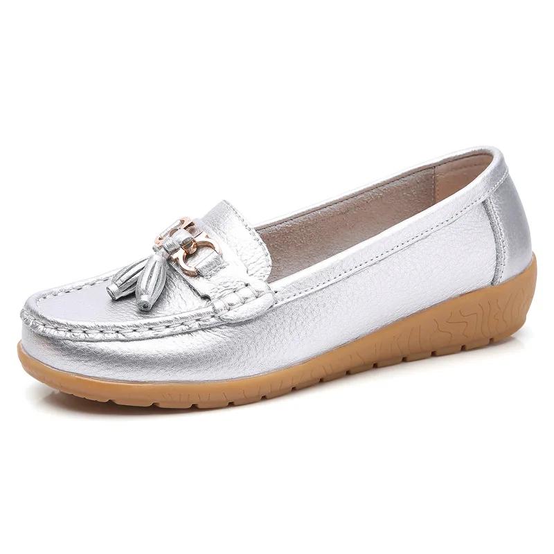 2025 Spring Autumn Shoes Woman tassel Cow Leather Flats Women Slip On Women's Loafers Female Moccasins Shoe Large Size 35-43