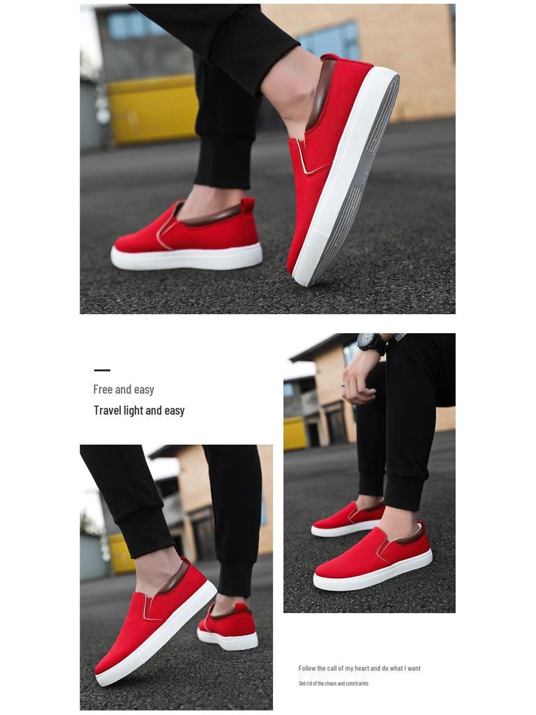 2024 Plus Size Men's Korean Slip-On Canvas Shoes - Old Beijing Style