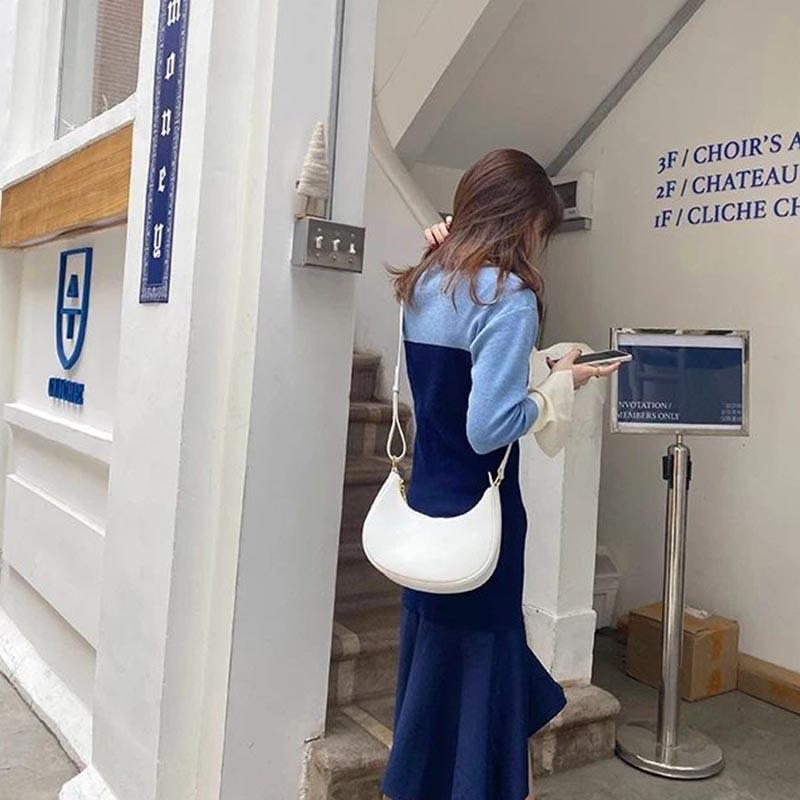 Yogodlns Trendy New Underarm Bag For Women PU Leather Shoulder Bag Vintage Dumpling Bag Designer Girls Portable Handbag Totes