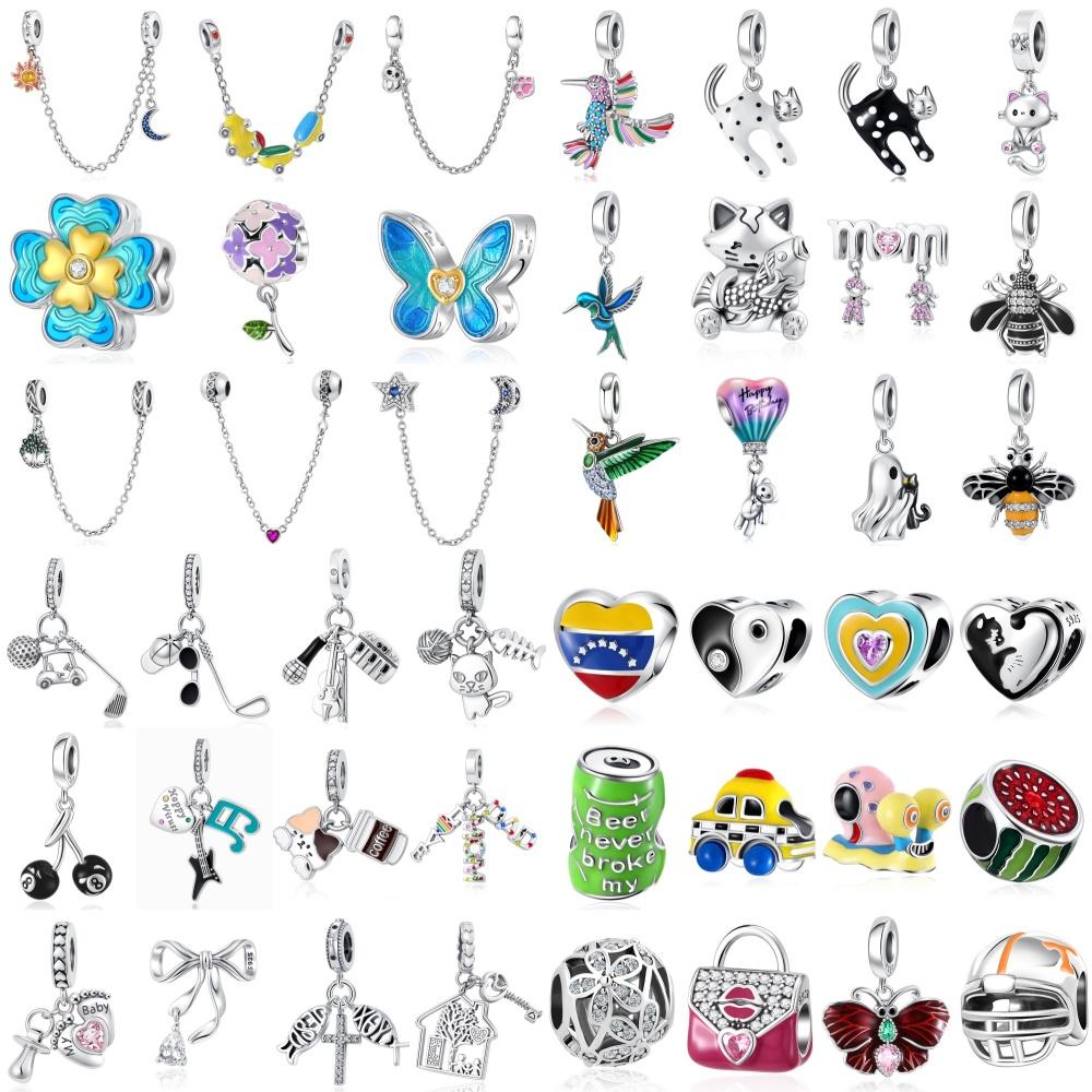 New European Stylecopper Black Cherry Spring Bird Butterfly Catbead Pendant,Bracelet Diy Women'S Jewelry
