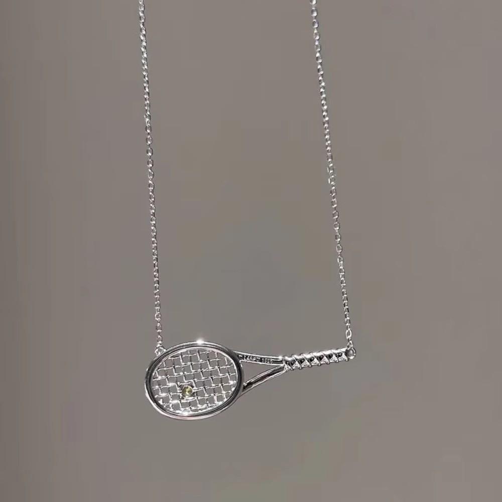Zirconia Metal Pendant Necklace With Diamonds Sweater Chain Tennis Racket Necklace  Jewelry Gifts