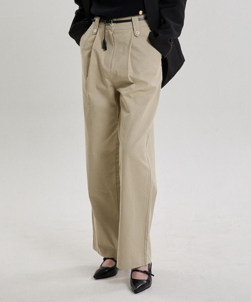 Hillioteu Pintuck Cotton Pants_Beige