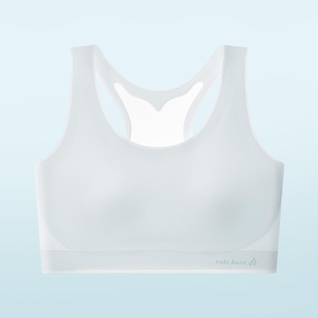 Breathable Seamless Training Vest Bra for Girls, Fixed Cups, Ice Silk, Thin Student Style