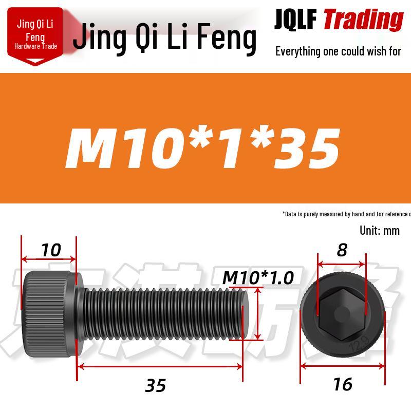 High-Strength Black Hex Socket Head Cap Screw, M8-M48, Fine Thread, Full Thread, Fine Pitch