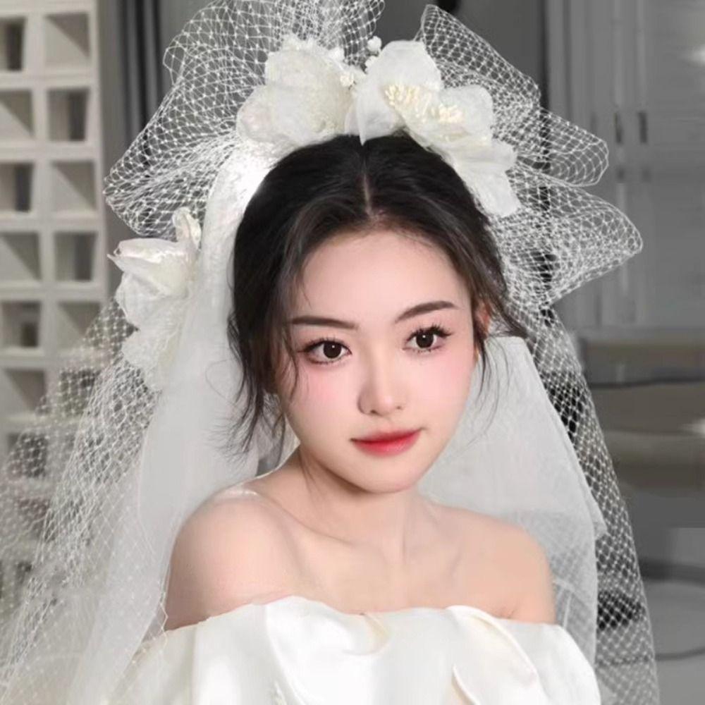 Veil Photography Headband Sweet Wedding Hair Accessories Vintage Bride Headdress Hair Jewelry