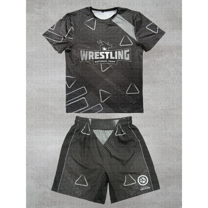 MOTO 2026 Nuevo Conjunto Deportivo de Verano para Hombre y Niño Lucha Libre Mundial Ropa Deportiva Camiseta de Manga Corta y Pantalones Cortos para Entrenamiento de MMA Ligero