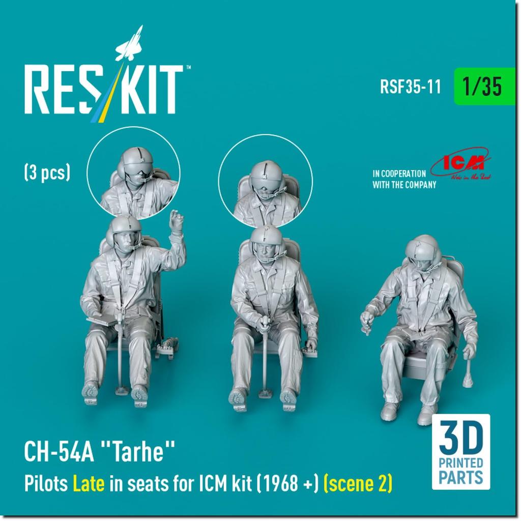Reskit Tarhe Crew Late 3 Pieces Plastic Model Parts 1/35 CH-54A w/Seat 1968- (for ICM) RSKF35-0011 (Airplane)
