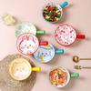 Cartoon Ceramic Baking and Salad Bowl with Handle