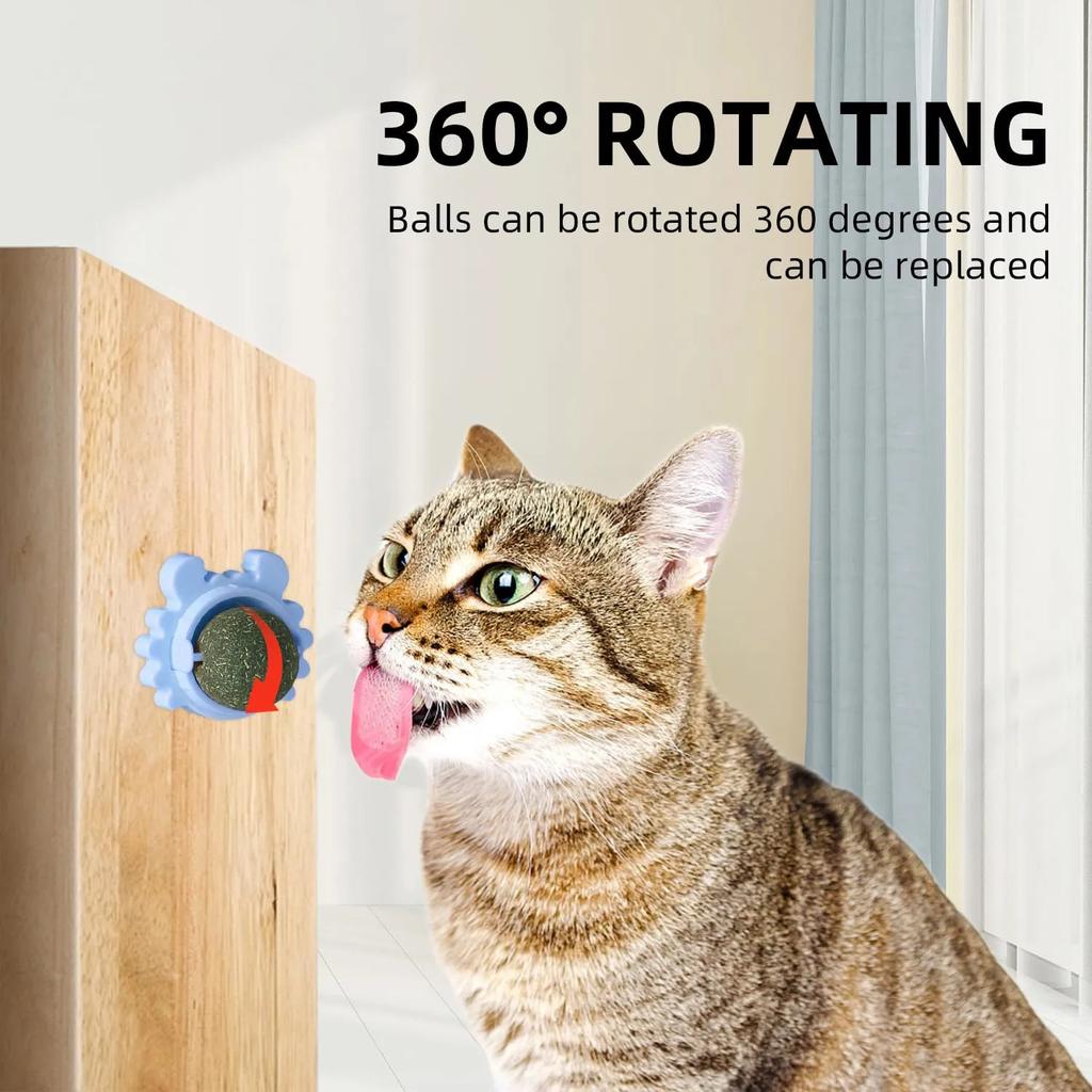 Self-adhesive Catnip Balls Anti-lost Natural Catnip Wall Stick-on Ball Toy Cat Snacks Promote Digestion Pet Supplies