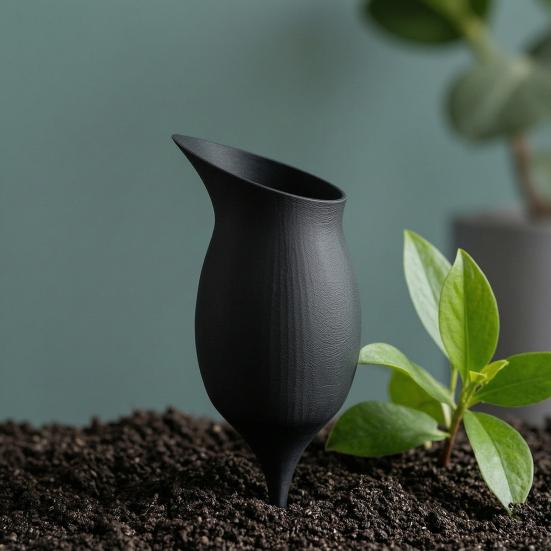 Wine Glass Self Watering Planter, 3D Printed Matte Black PLA Automatic Watering Dispenser, Universal Fit for Pots, Easy Plant Care for Travel Lazy