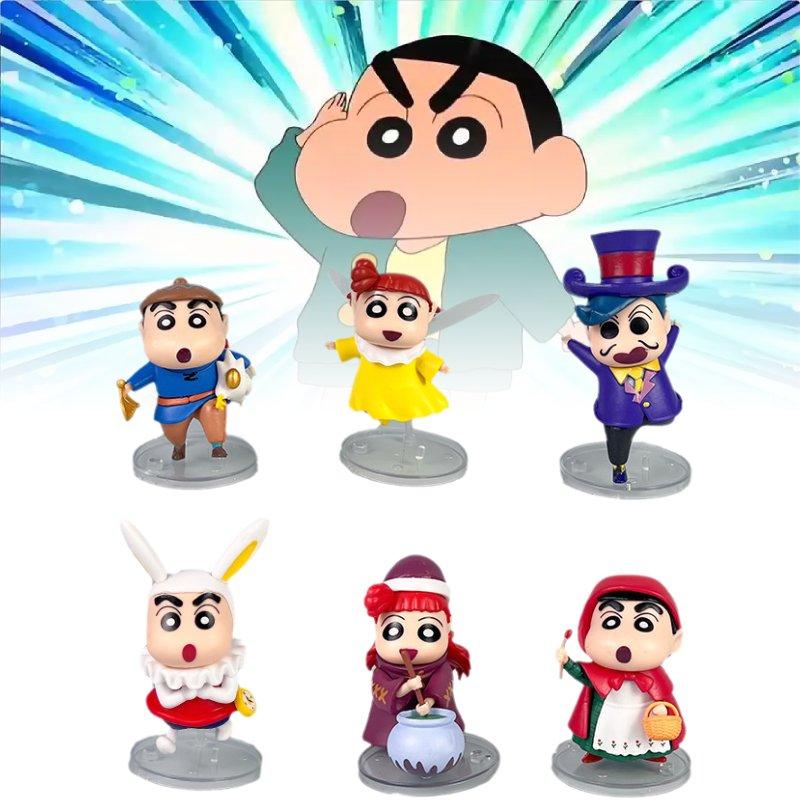 Crayon 6pcs Shin Chan Toy Doll Pvc Model Desktop Decoration Ornament Gifts Child