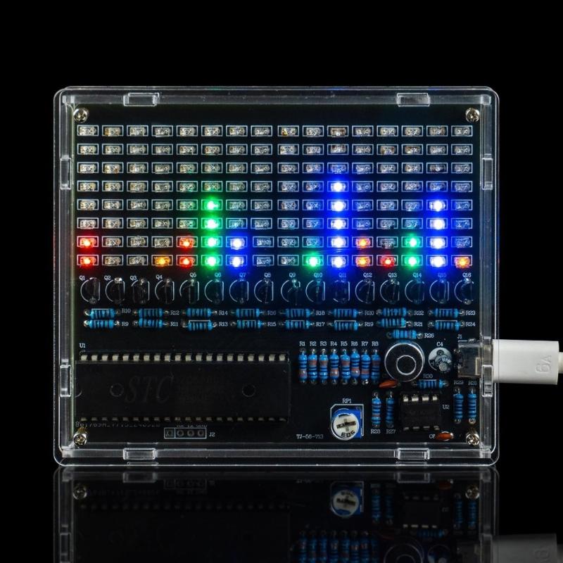 Colorful Voice Activated LED Rhythm Light Display Board With 16X8 Light Panel For Music Visualization Projects