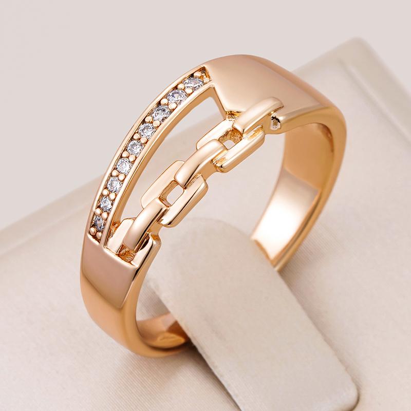 Unique Rose Gold Color Cross Big Rings For Women Fashion Sparkling Natural Zircon Modern Wedding Party Daily Jewelry