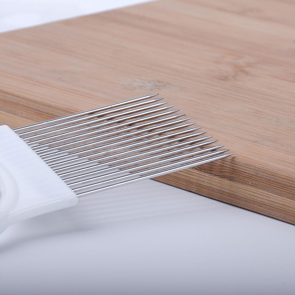 12 Prong Fine Cutting Vegetable Holder for Onion Tomato Lemon Potato Stainless Steel Slicer Grip No Mess Kitchen