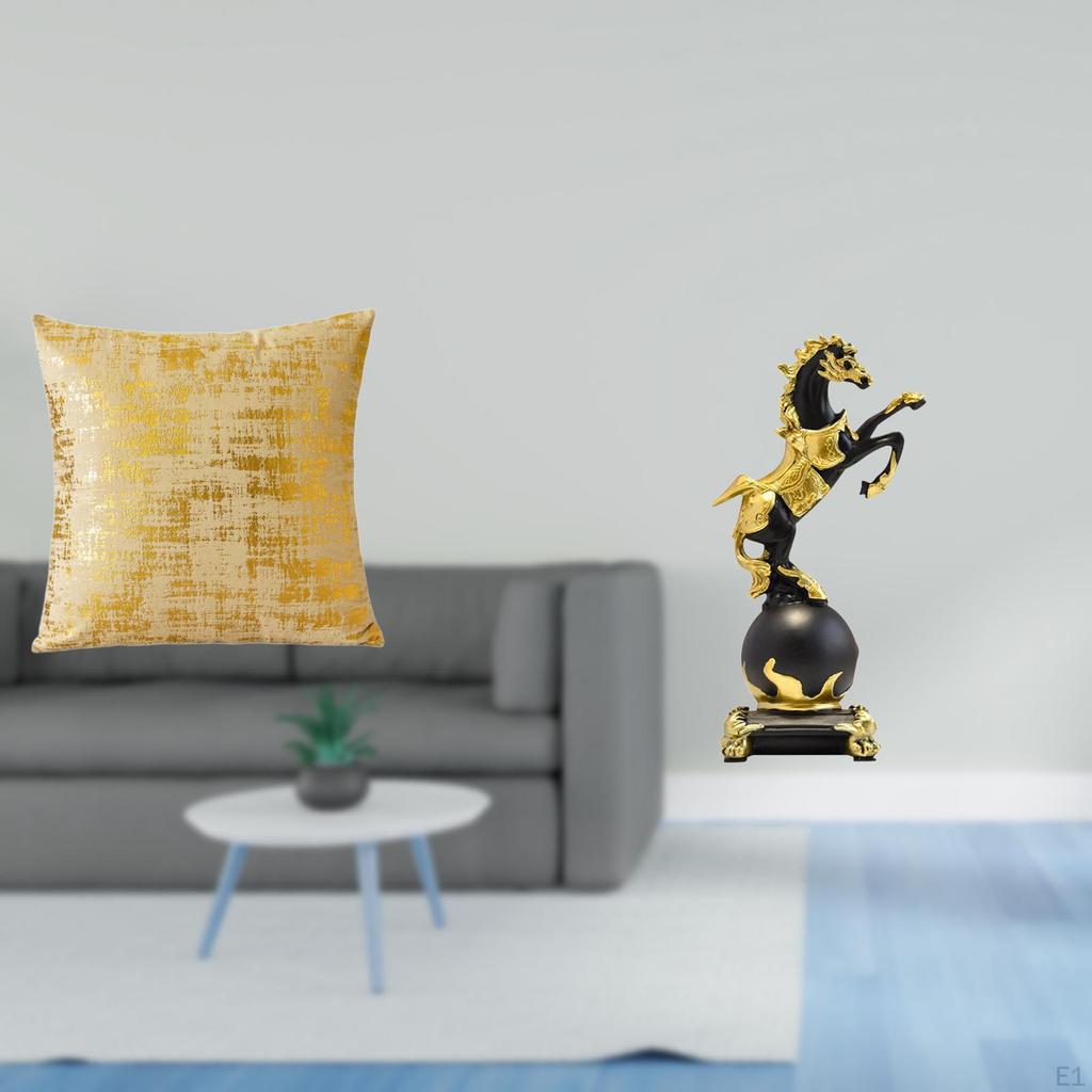 Elegant Horse Cushion Cover Modern Animal Sculpture Throw Pillowcase for Living Room Office Dorm Car