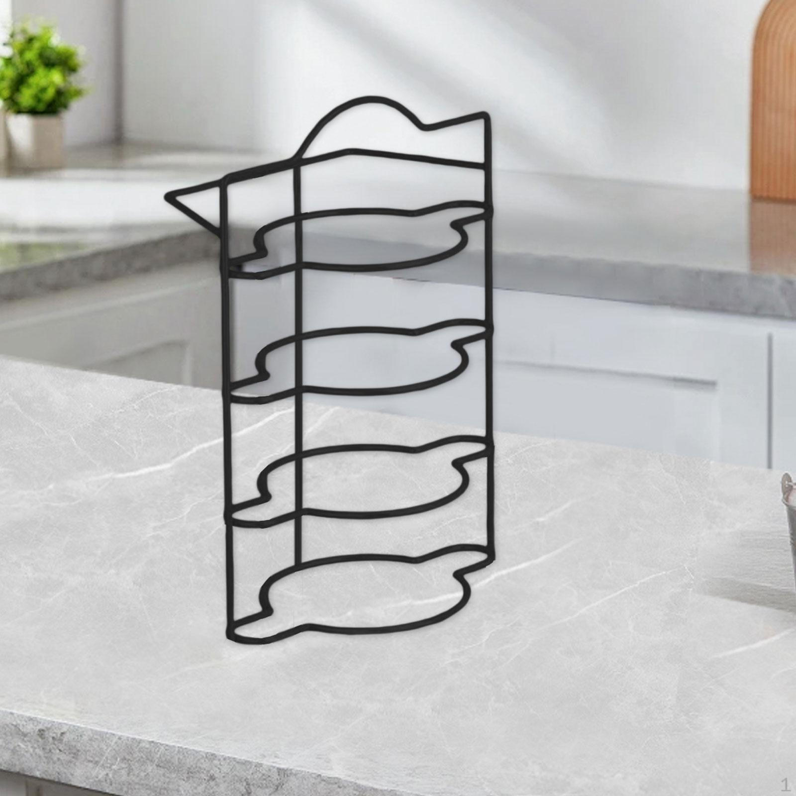 

Розсувні настільні полиці Стійка для зберігання посуду Підставка для каструль Кухонна полиця Black 4 Layer