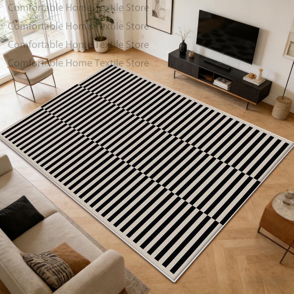 Retro Checkerboard Geometric Style Fluffy Carpet Decoration Living Room Non-slip Soft Rug Easy Clean Short Velvet Big Floor Mats