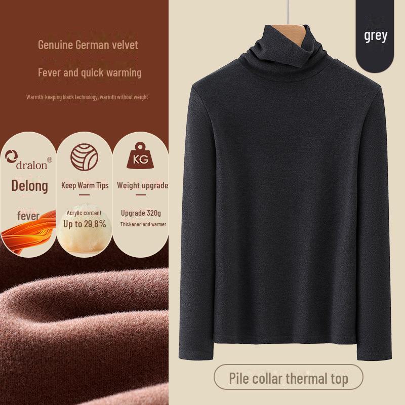 

Women s High Collar German Velvet Thermal Long Sleeve Shirt - Brushed, Thickened, Solid Color, Perfect for Autumn and Winter. XXL (130-145 lbs)