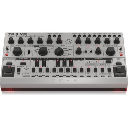 Behringer Analog Bassline Synthesizer, Modded Out Model, USB/DIN, MIDI Support, VCF MIDI CC Control, Sub-Oscillator/Overdrive, 16-Step Sequencer, Silv