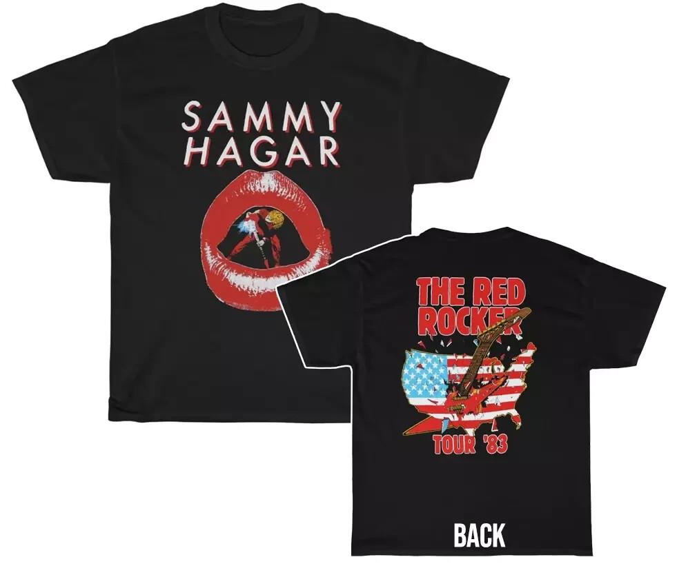Vintage Sammy Hagar 1983 Red Rocker Tour Black T-Shirt Tops tees Men's Women's Gift For Fans Music