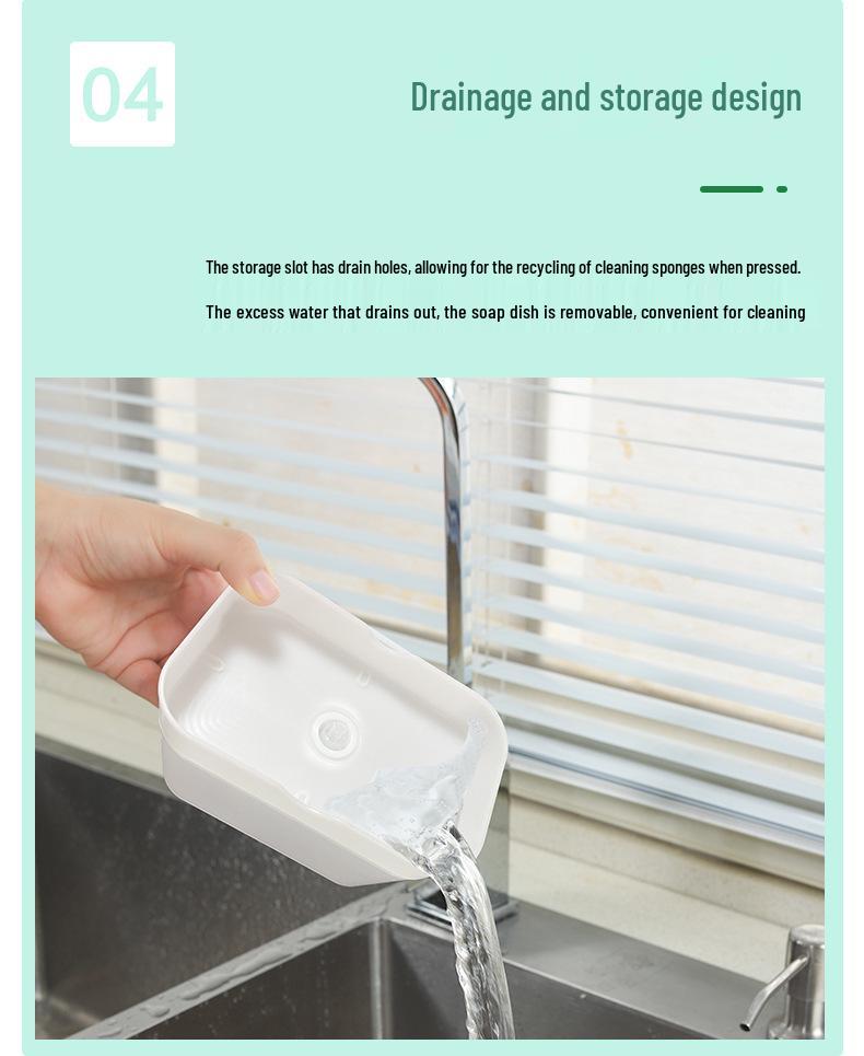 Automatic Press Soap Dispenser with Brush & Sponge for Easy Kitchen Cleaning