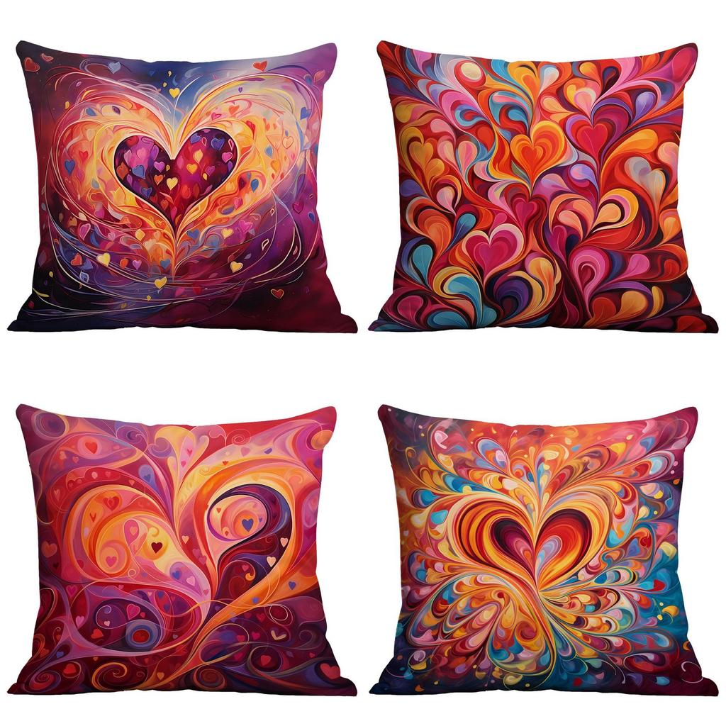New Valentine's Day Pillow Case Creative Colorful Abstract Love Cushion Home Sofa Pillow Case