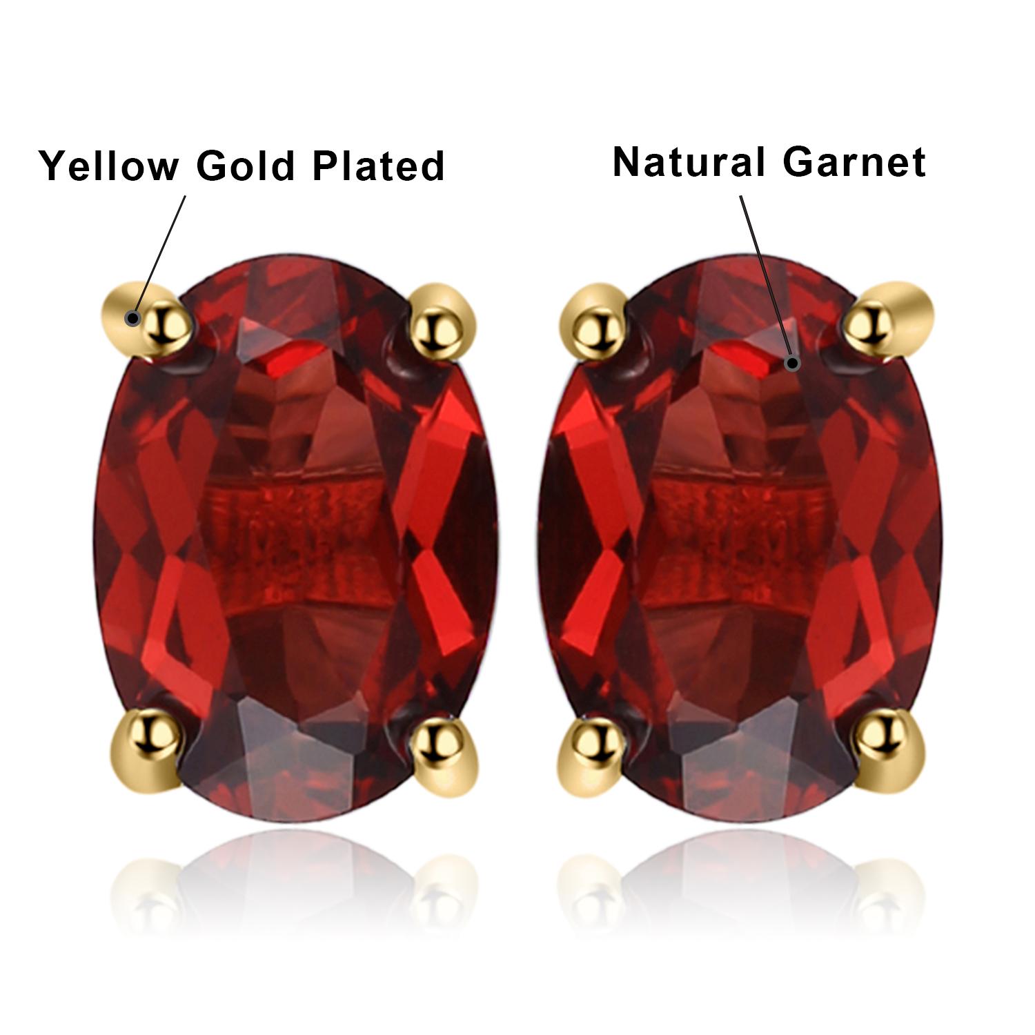 JewelryPalace Rose Gold Yellow Gold Plated Oval Natural Amethyst Citrine Garnet Topaz Peridot 925 Sterling Silver Earrings Woman