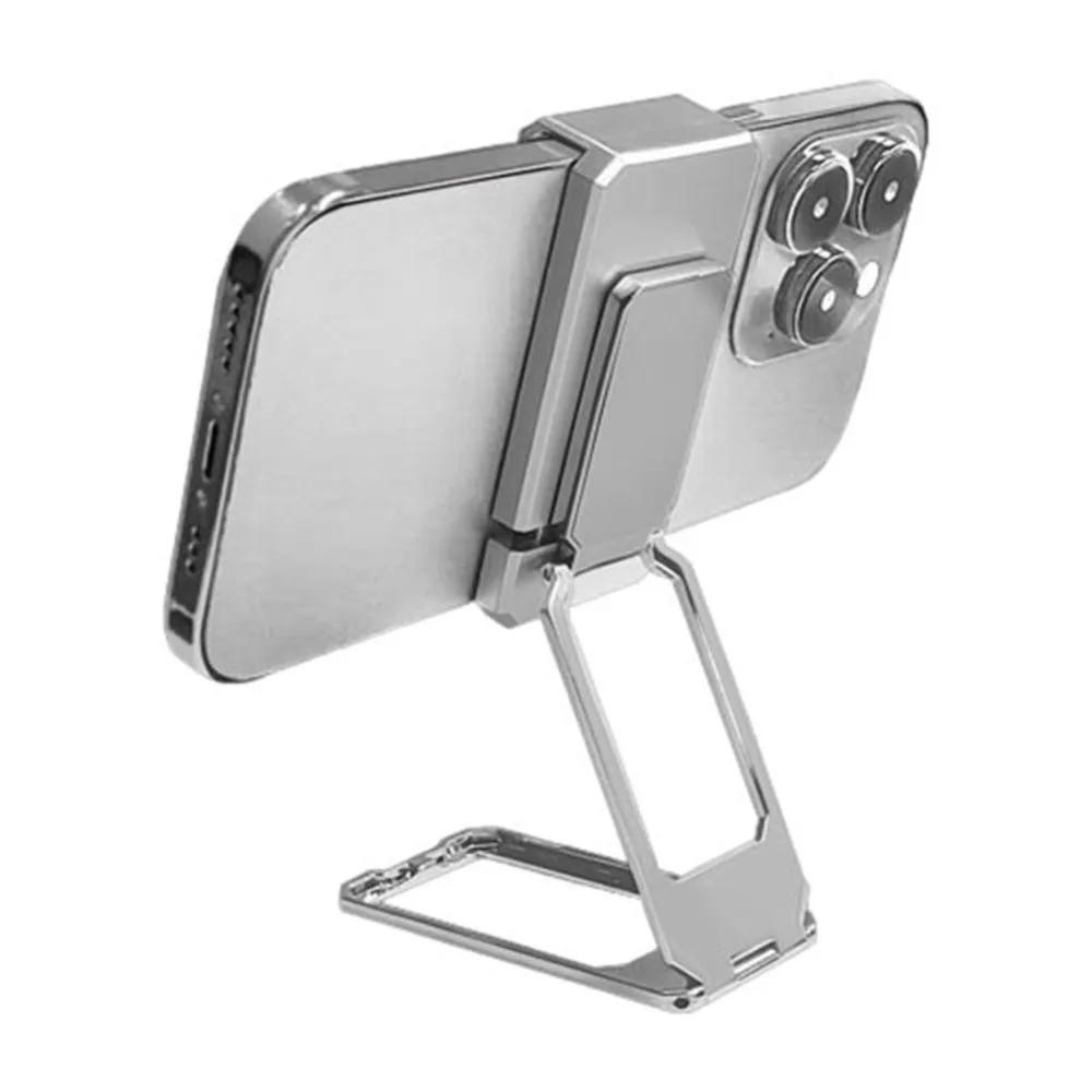 Rear Clip Foldable Phone Holder, Magnetic Metal Phone Holder, Adjustable Desktop Phone Holder