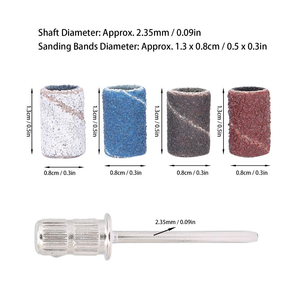 400pcs 80# 120# 180# 240# Grit Nail Art Sanding Bands Nail Drill Sanding Bands  Nail Grinding