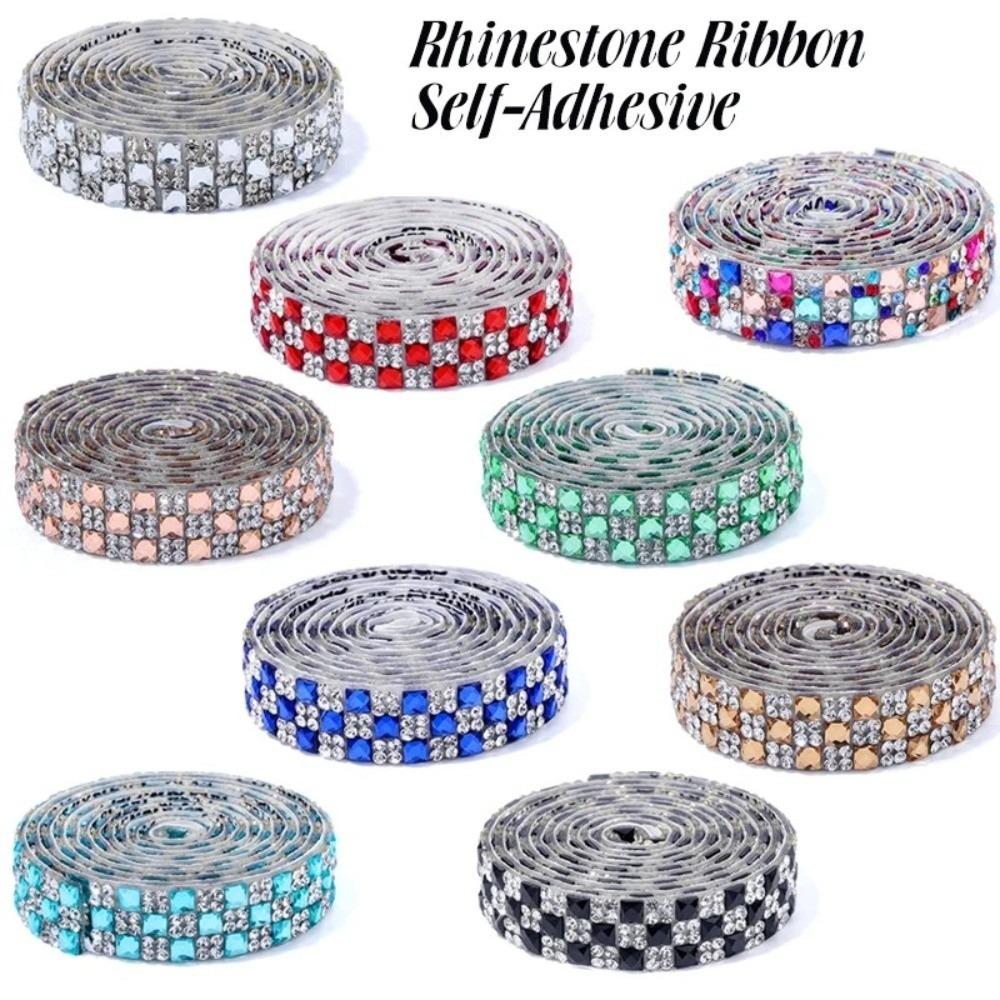 1Yard Self Adhesive Crystal Rhinestone Sticker Multicolour 1.2cm Width Diamond Ribbon Adhesive Diamond Crystal Motif