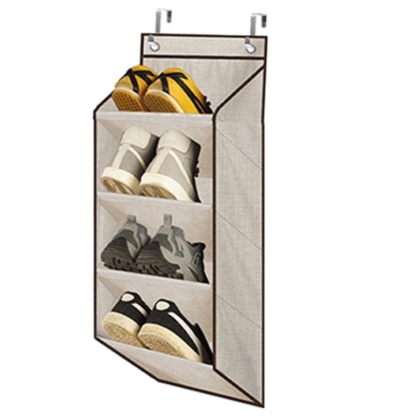 

Over The Door Shoe Organizer Hanging Multi-Layer Foldable Storage Rack for Dorm one size бежевый