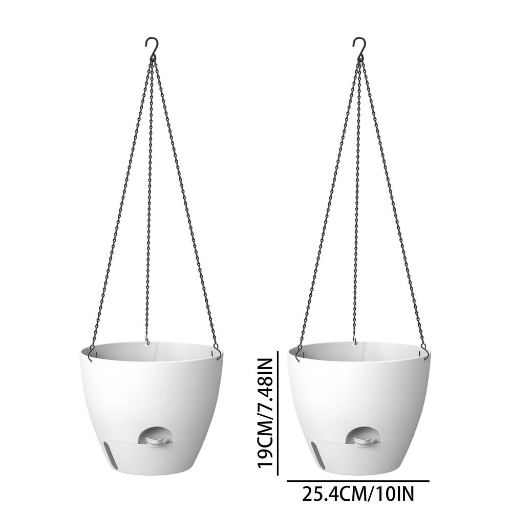 2pcs Self Watering Pots for Indoor Plants Flower Pots Planter with Drainage Holes Plant Hanger Home Office Decor