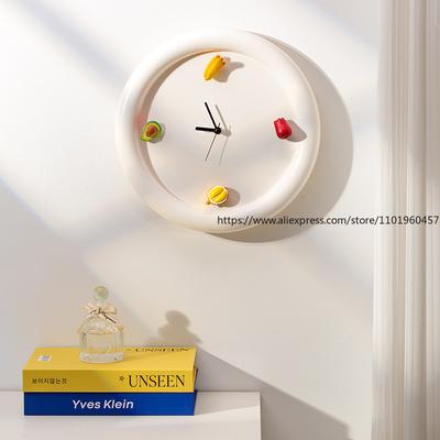 Creme-Stil Wohnzimmer- und Schlafzimmerdekoration Obst-Wanduhr Esszimmer-Wandmalerei Uhr Ornamente