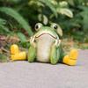 Sitting Frog Statue Resin Frog Stretching His Legs Ornament Garden Frog Figurine for Outdoor Indoor Plant Pot Desk Shelf Decoration