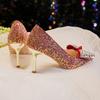 Rimocy Red Shiny Sequins Thin Heel Pumps Women 2025 Fashion Crystal Bow Wedding Party Shoes Woman Bling High Heeled Bridal Shoes