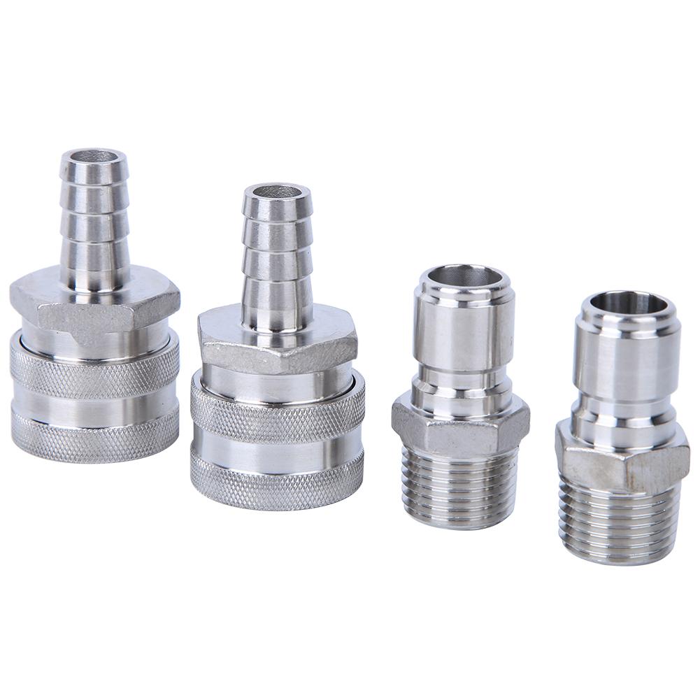 4pcs G1 2in Male Thread Stainless Steel Quick Connector Adapter for Home Brewing Beer