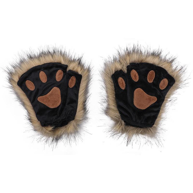 Source Handmade Plush Olita Animal Ears Animal Claws Accessories Soft Cute Girl Cat Lady Cat Claws Half Finger Gloves