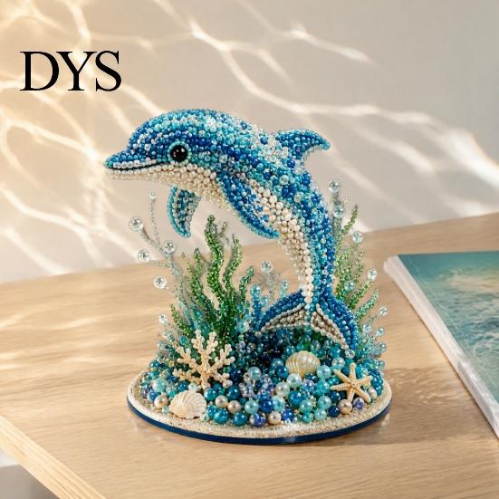 Handgemachte Geschenkideen für Freunde Perlen-Meeresbewohner DIY-Set, 3D-Krake-Hai-Bastelprojekt Meeresbewohner Perlenkunst Projekt für Erwachsene, Küsten-Wohnkultur